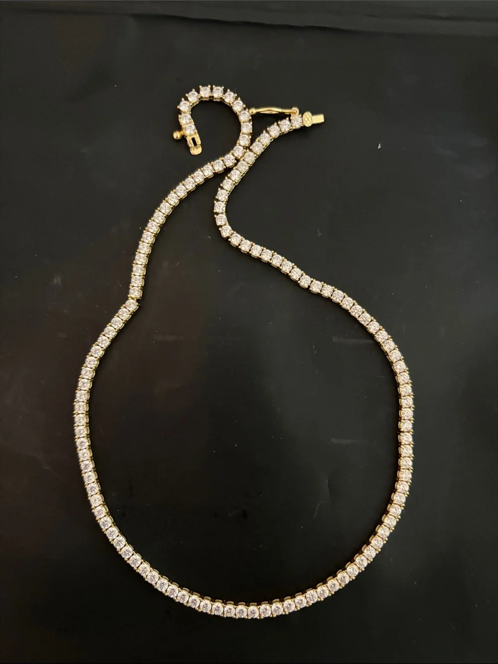 Adina Eden 3mm Gold Brass and CZ Tennis Necklace 16 inch